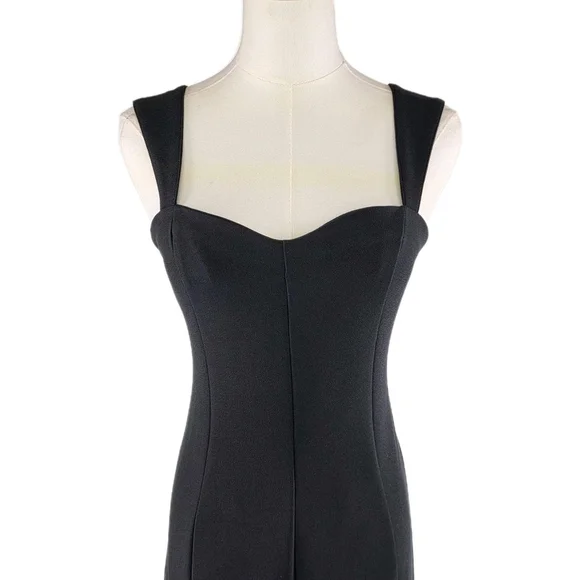 Quiet Luxury Abercrombie Fitch Black Midi Dress Women’s M Sweetheart Neck Slit - Picture 2 of 13